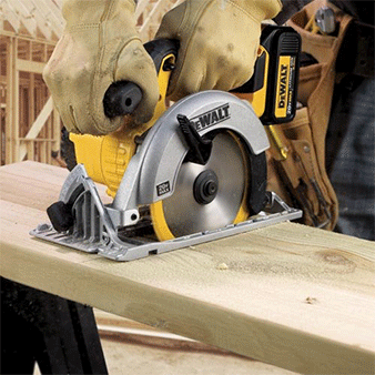 Cutting wood with DCS393 Circular Saw